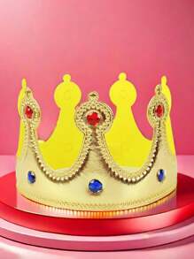 1 pieza Corona de rey dorada, tela con diamantes, disfraz de príncipe, decoración de pastel, sombrero de regalo de cumpleaños, regalo de fiesta, evento de artes escénicas, corona de baile de disfraces, tiara de rey, tocado de Halloween, sombrero de cumpleaños, carnaval.