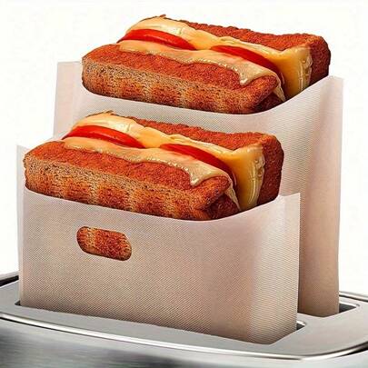 5pcs/10pcsNon-Stick Reusable Toaster Bags,Bags For Create Grilled Cheese Sandwiches,Pizza Panini Bread Bags,High Temperature Resistant Baking Waterproof Bread Bag,Event Party Tableware