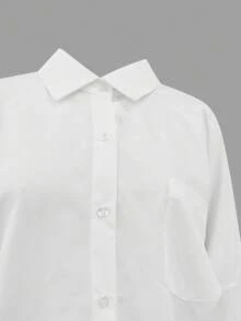 纯色链条纽扣衬衫，夏季简约时尚