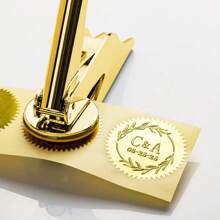 1pc Customized DIY Gold Handmade Embossing Stamp - Book And Paper Embosser, Customized Pattern Embosser, Suitable For Wedding Invitations, Cards, Books, Envelopes, Napkins, Etc., Ornamental, Reusable, Vintage, Cute, Cartoon, Modern, Kawaii, Custom, Personalized, Customized, Custom Stickers Personalized, Boyfriend,Solid Color Name Stamp,New Job, Office Supplies - Gold - View 4