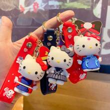 Sanrio 1pc New KT Cat Keychain Cartoon Anime PVC Figurine Cat Pendant Bag Charm Car Key Ring Creative Gift