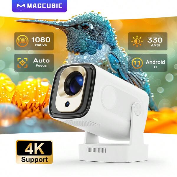Magcubic Android 11 Magcubic HY310 Native 1080P Auto Focus Wifi 6 BT 5.4 Projector With Air Mouse Voice Assistant Built In APP Store And 5W Speaker