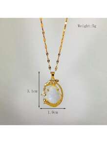 1pc Natural Hetian Jade Pendant Necklace, Female Lightweight Luxury Gold Inlaid Jade Chalcedony Necklace - Pendant Necklace - View 6