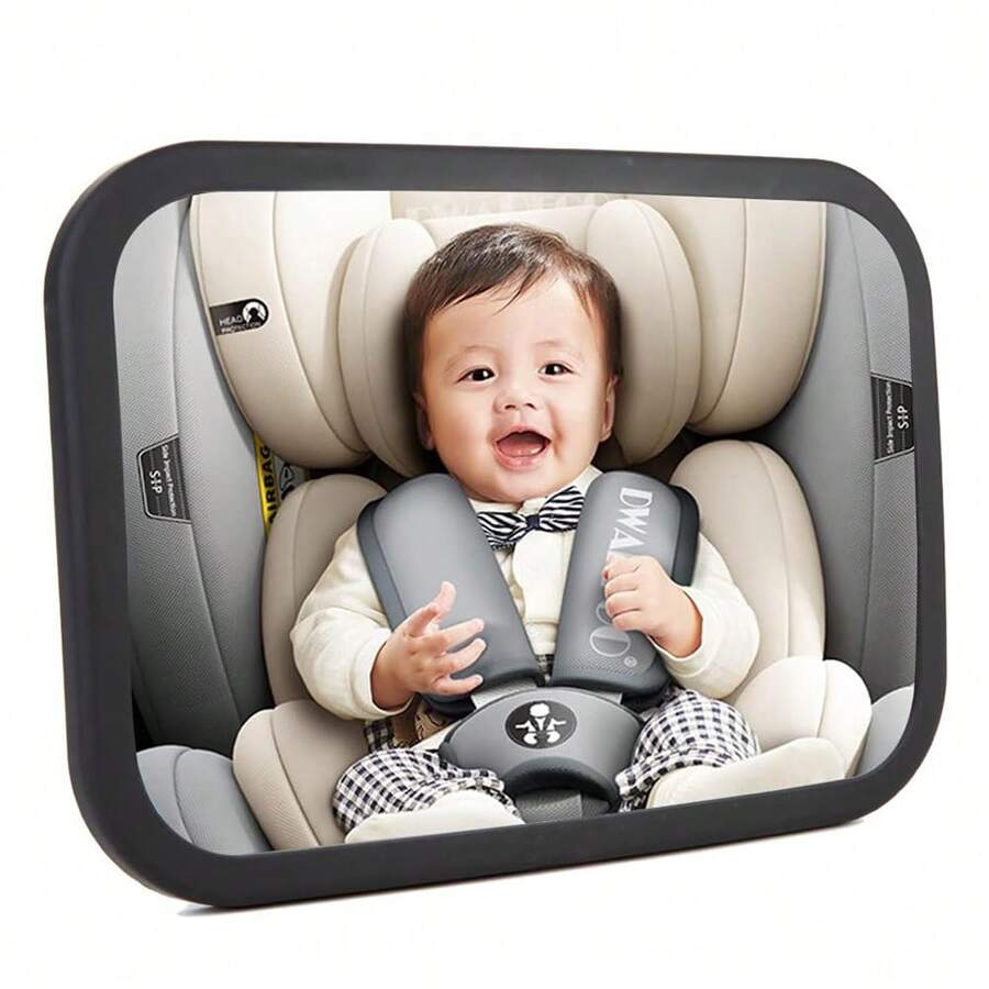 Espejo retrovisor para coche para bebé, irrompible, certificado y probado contra choques, para bebés que miran hacia atrás con una vista amplia y nítida - Negro - Ver 1