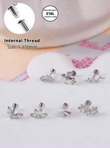 Morlyda 1 peça brincos de lábio rosa fofos 16g decoração de strass brincos de orelha de coração rosca interna de aço inoxidável cartilagem de opala falsa tragus brinco de coelho laço daith brincos de nariz piercing de orelha joias de lábio labial de flor joias de lábio