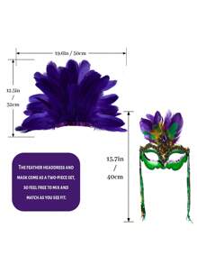 1 st. Elegante veren vermomming masker hoofdtooi, carnaval hoofddeksel, showgirl kostuum accessoires voor vrouwen
