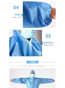 Traje de Trabajo Desechable para Hombres y Mujeres, Resistente al Polvo, al Agua y al Aceite, Transpirable, Overol de  para Pintura, Decoración, Construcción y Protección Industrial - PP-Azul cielo-45g - Ver 7