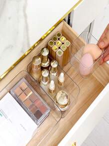 1Pc Clear Stackable Drawer Organizer Set, Plastic Desk Drawer Organizers, Transparent Storage Bins For Office, Makeup, Kitchen
