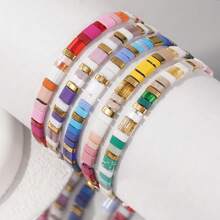 1 pieza Pulsera de mujer con cuentas de vidrio TILA de estilo bohemio y colorida, regalo perfecto para hombres y mujeres
