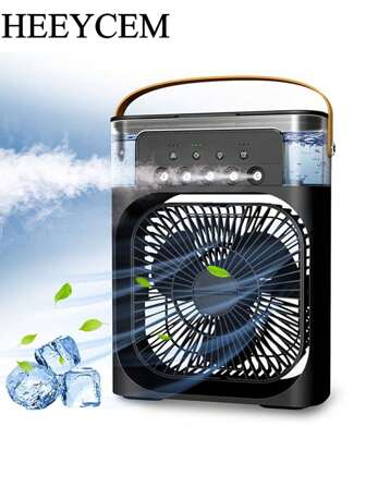Portable Air Conditioner Fan, Mini Evaporative Air Cooler With 7 Colors LED Light, 1/2/3 H Timer, 3 Wind Speeds And 3 Spray Modes For Office, Home, Dorm, Travel