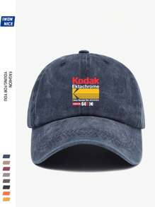 1pc Vintage Korean Style BLACK Film Print Adjustable Casual Baseball Cap, Unisex Retro Trucker Hat, Soft Peak, All Season, Suitable For Leisure, Hiking, Photography, Birthdays, Parties, Holiday & Valentine's Day Gifts