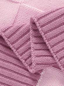 1pc Baby Knitted Patchwork Blanket, Infant Swaddle Wrap, Toddler Thick Quilt - Baby Pink - View 4