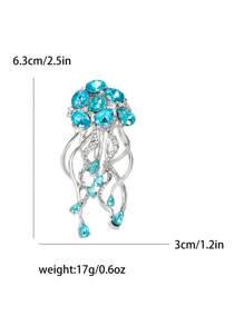 Spilla con strass a forma di medusa di moda per donna, spilla a forma di vita marina, accessorio per abito, spilla da decorazione per festa, banchetti e regali