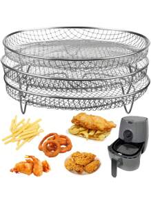 1pc 304 Stainless Steel Removable Grill Rack, Vegetable & Fruit Drying Rack, Food Storage Shelf, For Air Fryers, Home Use