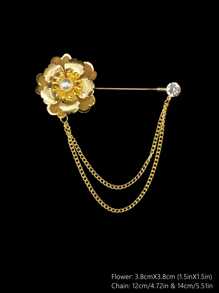 1 Peça Elegante Alfinete de Hijab, Broches de Flores da Moda com Correntes, Acessórios Estilosos de Lenço Muçulmano, Broche de Hijab