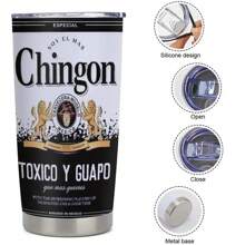1 Pc Mexico Chingon Mark 20oz Stainless Steel Insulated Cup With Lid Flat Bottom - Insulated, Shattered, Leak Proof - Reusable, Multipurpose, Hand Washable Only - Perfect For Coffee, Outdoor - Unique Gift For Family And Friends Back To School
