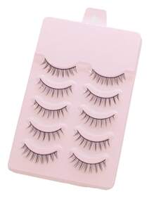 5 Pairs Full Strip Style False Eyelashes - Natural Curl, Thick, Long, Soft, Crossed, Winged, Black Band But Not Scratchy, Charming Cartoonish Looking, Reusable, Suitable For Daily Life, European And American Style, Portable, Easy To Apply