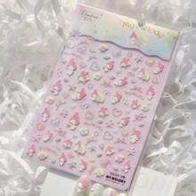Sanrio Nuovi adesivi per unghie a forma di gattino carino, decalcomanie piatte per arte di unghie, adatte per tazze, telefoni, forniture scolastiche, back to school