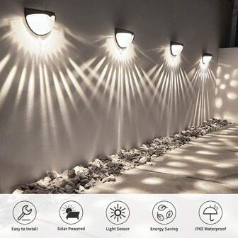 4 X Super Bright Solar Powered Door Fence Wall Lights LED Outdoor Garden Lamp UK