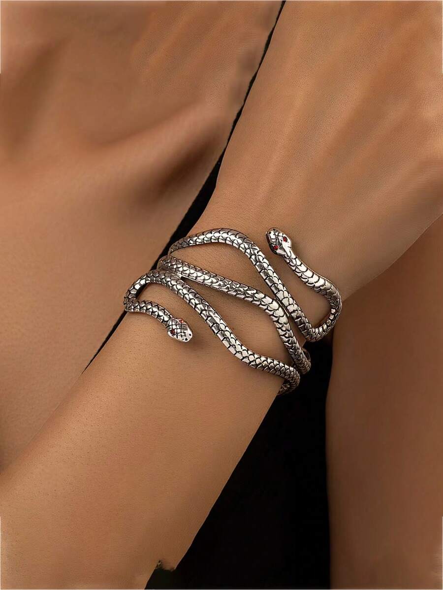 1 European And American, Exaggerated Personalized, Niche, Versatile, High-End, Snake Like Elegant Bohemian Style, Made Of Iron, Suitable For Women To Wear - Suitable For Daily Wear, Vacation, Parties And Other Places To Wear