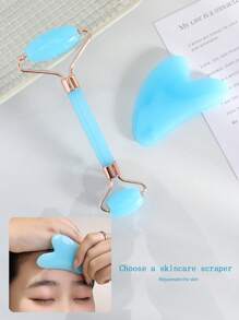 1 pieza/2 piezas Juego de masaje facial, Rodillo doble, Raspador triangular Juego de herramientas de masaje corporal, Azul , Belleza, Productos de cuidado de la piel, Spa, Autocuidado, Herramientas de cuidado de la piel, Cuidado facial, Suministros de esteticista, Masaje, Herramienta de masaje facial, Rodillo facial