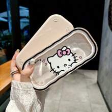 1 件  风格创意眼镜盒，便携式透明波浪小猫眼镜盒，透明极具吸引力的多功能时尚眼镜盒