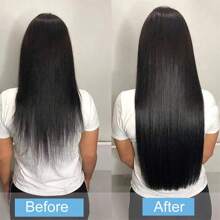 Extensiones de cabello natural humano postizas brasileñas rectas de la marca Remy, 120g, color negro, 18 pulgadas, 8 piezas - S1B - Ver 7