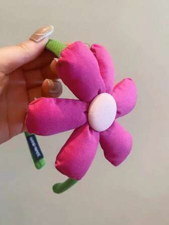 1 pieza Diadema grande con flores rosas, tocado de contraste de color para niñas, aro de pelo de poliéster casual, lindo y elegante, adecuado para todas las estaciones, diadema, aro de pelo, accesorios para el cabello