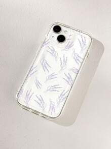 Flower 1pc Minimalist Linear Lavender Pattern Soft Phone Case, Anti-Slip Bubble Design Compatible With IPhone 11/12/13/14/15/16 Pro Max - Multicolor - View 3