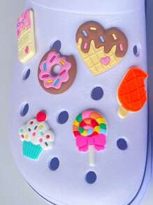 Kit With 10 Rubber Pins/Buttons For Slippers - Sweets - 彩色 - 查看 3