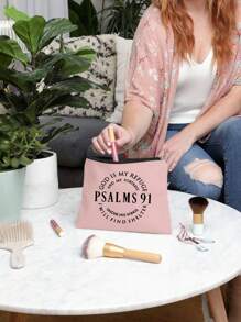 Multi Functional Canvas Zipper Medicine Bag - Psalms 91 Themed Makeup Bag - Lightweight And Odorless Polyester Travel Wash Bag,Perfect Travel Organizer For Cosmetics And Stationery,Fun Patterned Canvas Medical Bag,Essential Travel Makeup Bag:Girls' Travel Life Bag - Multicolor - View 5