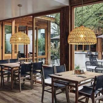 Japanese-Style Wooden Dining Room Vintage Cream Color Pendant Light, Rattan Rustic Farmhouse Desk Lamp, Rope Apartment Bedroom Lampshade Gifts Birthday Graduation