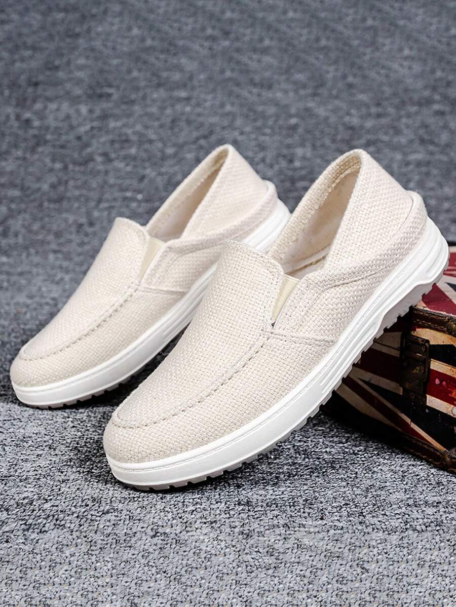 Men's Work And Leisure Outdoor Sports Shoes, Beige Seasonal Shoes, Fashionable And Versatile Casual Shoes, Comfortable And Thick Soles, Slip On Kick, Hot Selling Ramadan Men's Shoes