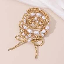 4/5/7/8pcs Simple Beaded Cross Faux Pearl Bow Bracelets Set, Women Vacation/Meet-Up/Birthday Gift, Daily Party & Casual Wear Accessory