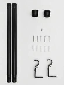 1套窗簾連接羅馬桿,不銹鋼重型窗簾桿,1英寸直徑裝飾調節帶支架的窗簾棒,適用於房間隔板、臥室、客廳、廚房、浴室,黑色 - 黑色 - 查看 6