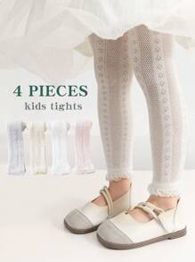 4 Pieces Newborn Baby Girl's Summer Mesh Tights – Soft, Cool & Skin-Friendly Toddler Baby Girl's Mesh Tights – Soft, Elastic & Cooling For Summer Days