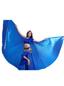 1 pieza Alas de danza del vientre de poliéster, en múltiples colores, accesorio de vestuario de danza para Pascua, Navidad, Halloween, danza del vientre oriental, alas de Isis, disfraz de hada, alas de mariposa, accesorios de actuación, alas doradas y plateadas