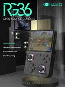 DATA FROG RG36 Retro Handheld Game Console, With RGB Lighting, Linux System, 3.5" IPS Game Screen, Portable Pocket-Sized - Multicolor - View 3