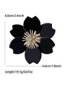 Broche de flor de acrilico con rhinestones elegante para hombres, accesorio de alfiler para traje, regalo para fiestas y recepciones