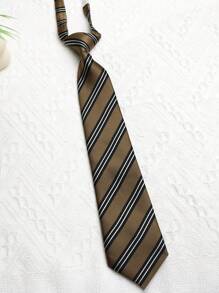 1条咖啡色弹力免系领带，适合搭配衬衫、毕业照、街头服饰、校园风服装，也可用于圣诞装饰 - 彩色 - 查看 2