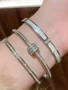 1pc/2pcs/3pcs Stainless Steel Bracelet Men And Women's Four Seasons Personalized Design Heart Zirconia Bracelet Jewelry Accessories Gifts, Jewelry Gold Jewelry Jewelry Women Bracelets Accessories Women Stainless Steel Jewelry Bracelets For Women Western Jewelry