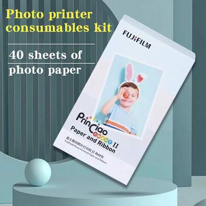 FujiFilm 【富士智能手机热升华照片打印机耗材】不适用于 Instax 相机，仅适用于热升华照片打印机。富士 Princiao Smart2/2Pro 耗材包包含 40 张纸和 1 条色带，随机发送新旧包装。
