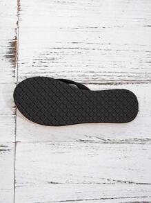 女士黑色编织平底凉鞋，休闲沙滩拖鞋，仿草底，夏季 - 黑色 - 查看 5