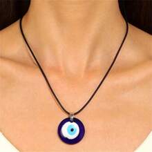 1pc Devil's Eye Circular Pendant Necklace, Minimalist & Fashionable