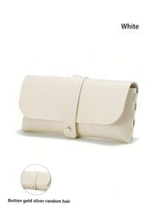 1pc Glasses Case With Buckle Closure, Portable Eyeglasses Box For Sunglasses And Reading Glasses, Colored Pu Leather Pink