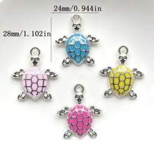 10 piezas Colgantes de tortuga de 28x24mm de acrílico de colores para hacer joyas DIY, descubrimientos, pulseras y accesorios de pendientes