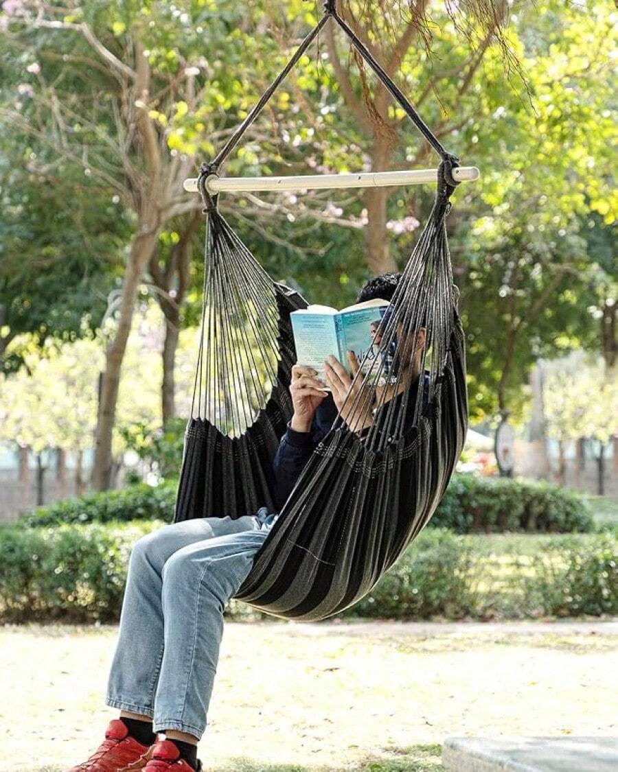 Hammock Chair Swing (500 Lbs Max) - Hanging Hammock Chair Rope Swing Indoor Hammock Chair,Outdoor Furniture,Swing Chair For Room,Amaca Para Adultos,Hamacas Para Adultos,Columpio Para Patio,Swing Sets Backyard, Patio Furniture Set For Bedroom, Outdoor, Patio, Bedroom, Porch, Deck - Sturdy Steel Bar With Anti-Slip Safety Rings