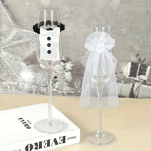 2pcs Bride & Groom Champagne Cup Charms, Elegant Wedding Champagne Glass Toppers, Bride And Groom Toasting Glasses, Ideal For Bachelorette Party, Anniversary, Bridal Shower Decor, Wedding Party Favors, Romantic Wedding Champagne Flutes, Groomsman Gift