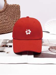 1 pieza Gorra de béisbol ajustable con estampado floral lindo y sencillo para mujer, versátil y de moda casual para uso diario y al aire libre