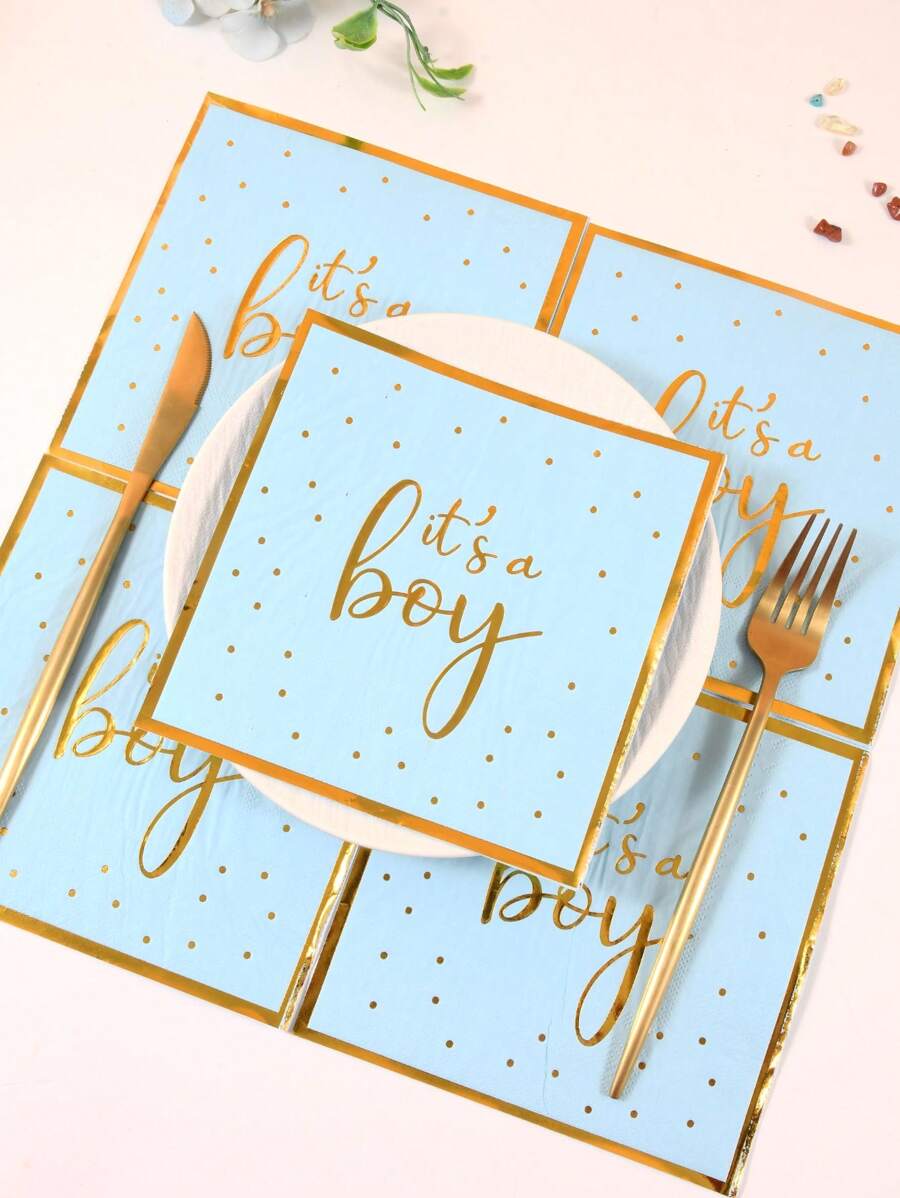 20pcs It's A Boy Napkins Disposable Baby Shower Napkins For Boy Baby Shower Paper Beverage Napkins Baby Boy Shower Party Decorations For Gender Reveal